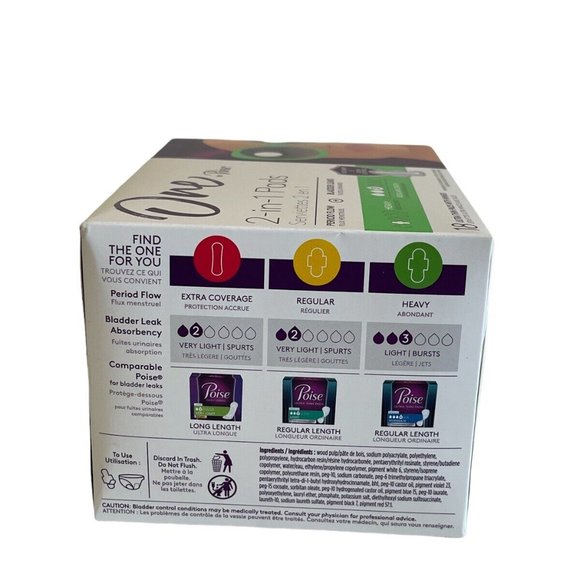One by Poise 2-in-1 Pads #3 Heavy Incontinence Pads 18 ct Lot Of 2 - Picture 3 of 3